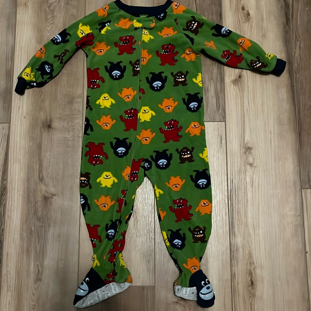 Carters Size 24 Month Footed fleece sleepers with Monster print